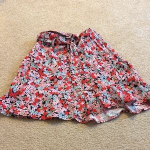 SO Floral Tie-Waist Circle Skirt - Pink, Red, Navy